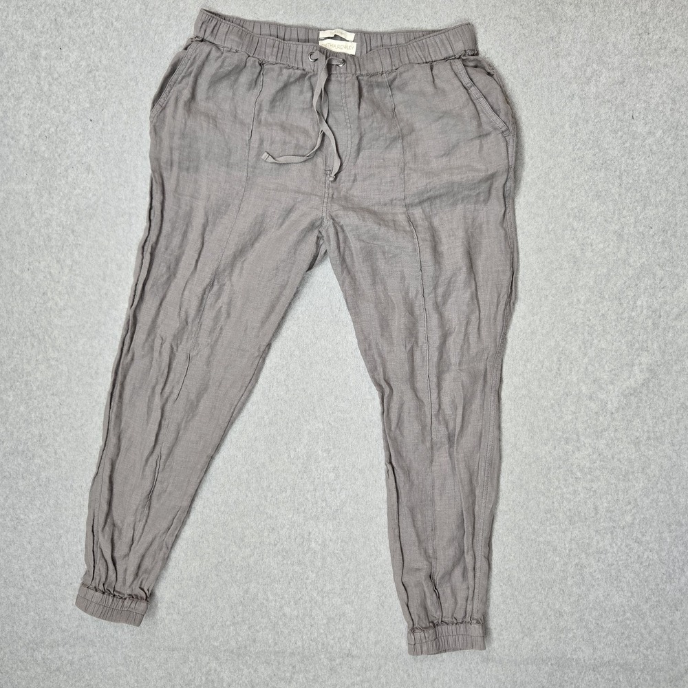 Cynthia Rowley Women‎ Pants US L Gray Linen Jogger Relaxed Coastal Beach